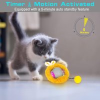 Интерактивна играчка за котки, търкаляща се топка с песни на птици и аксесоари /сиво/, снимка 6 - За котки - 43718279