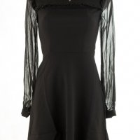 Черна рокля с ефирни ръкави марка Jimmy Sanders, снимка 2 - Рокли - 27248528