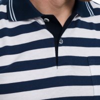 Нова мъжка моряшка блуза на тъмносиньо и бяло райе с яка и копчета, снимка 5 - Блузи - 27950574