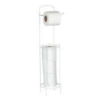 Стойка за тоалетна хартия, стояща поставка за тоалетна, Бял металик 15.3x65см, снимка 1 - Други стоки за дома - 43942959