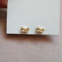 Дамски обеци пеперуди в златист цвят, снимка 2 - Обеци - 43839749
