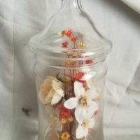 Italy ретро стъкло ваза с капаче сухи цветя, снимка 2 - Вази - 27767754