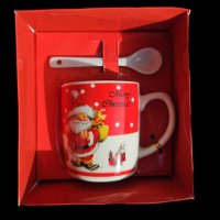 Коледен подарък Чаша в оригинална опаковка и лъжичка, снимка 1 - Чаши - 43335746