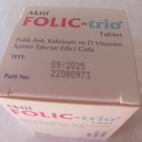 Хранителна добавка FOLIC-TRIO 90 таблетки : Съдържа фолиева киселина 400 mg., калциум 80, снимка 3 - Хранителни добавки - 44102861