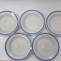 5 бр. Ретро порцеланови чинии за супа със синя ивица, неизползвани(5.2), снимка 1 - Други стоки за дома - 39649745