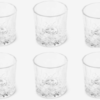 Комплект от деликатно стъкло,6 чаши и купа за лед с удобни щипки, снимка 1 - Чаши - 44901231