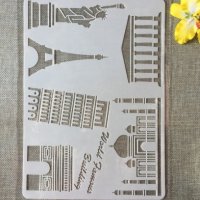  Айфелова кула статуята на Свободата арка палат сгради стенсил шаблон украса за торта и др, снимка 1 - Други - 27453070