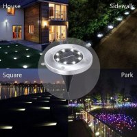 Комплект 4бр LED соларни лампи Disk Lights лампа за градина , снимка 2 - Външни лампи - 40654647