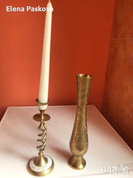 ваза и свещник месинг, снимка 1