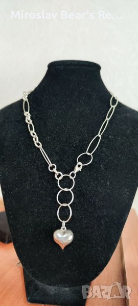 Сребърно колие - сърце , снимка 1