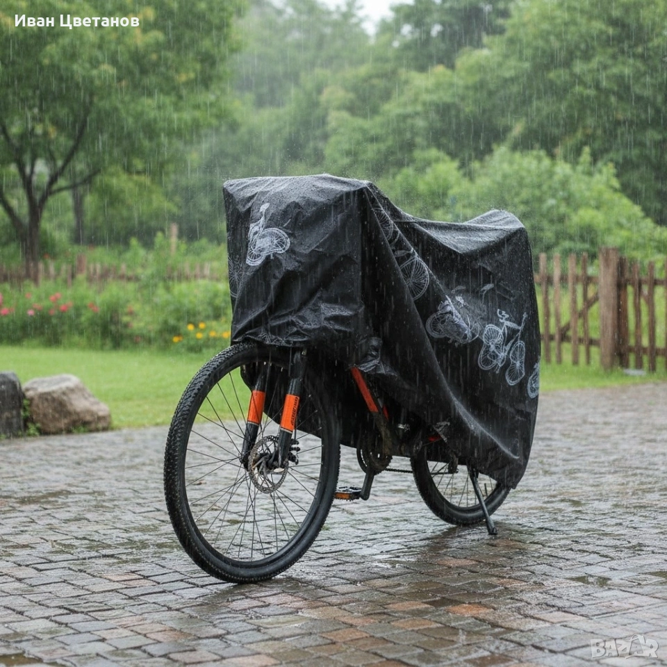 Целогодишно водоустойчиво и UV покривало за велосипед, мотоциклет и скутер – 100x210 см, снимка 1