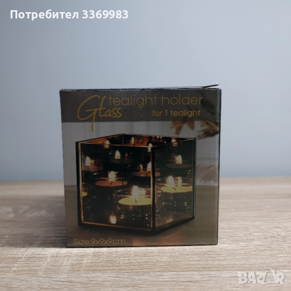 Свещник с илюзия и бляскав огледален фене, снимка 1