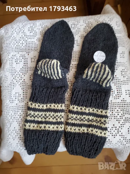 Ръчно плетени мъжки чорапи от вълна, размер  44, снимка 1