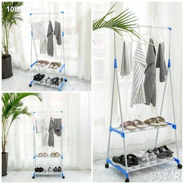 Подвижна закачалка за дрехи, С колела, Метал, снимка 1