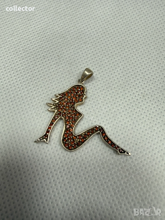 Сребърен медальон със силует на жена. №7786, снимка 1