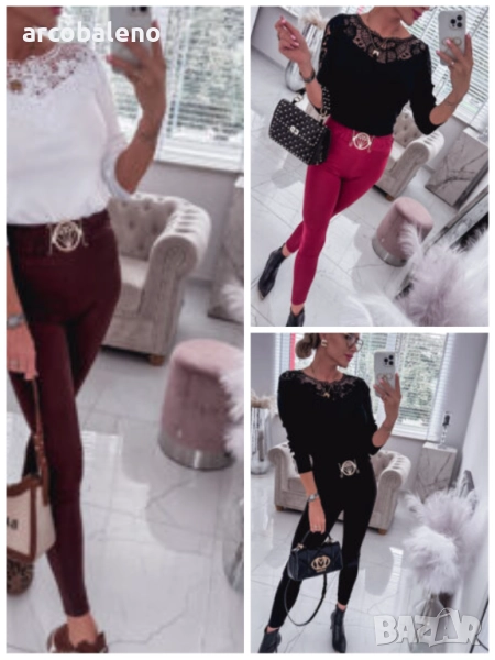 Дамски стягащи клинове с декоративни колани, 3цвята , снимка 1