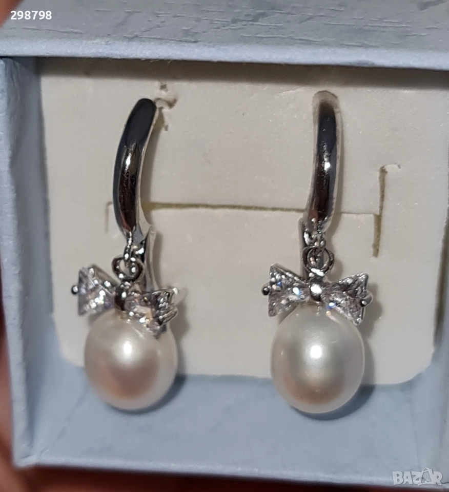 Дамски обеци от естествени перли и сребро, снимка 1
