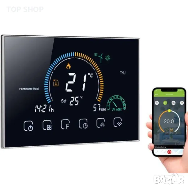 Beca BHT-8000GCLW Програмируем стаен WiFi термостат/за управление на бойлери/котли/термопомпи/Tuya, снимка 1