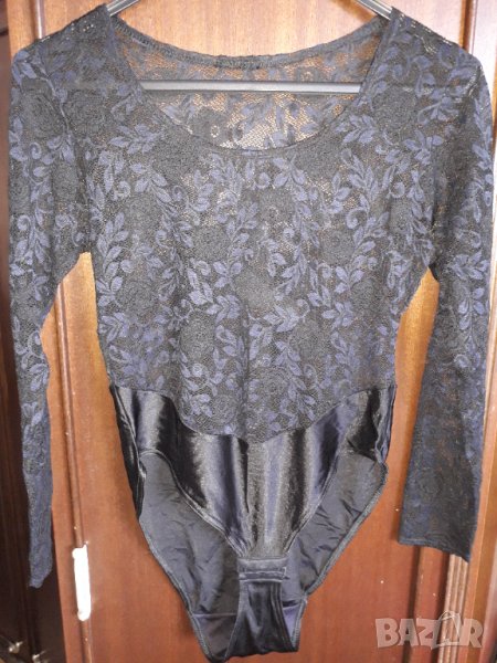 Дамско дантелено боди дълъг ръкав S-M, еластично, снимка 1