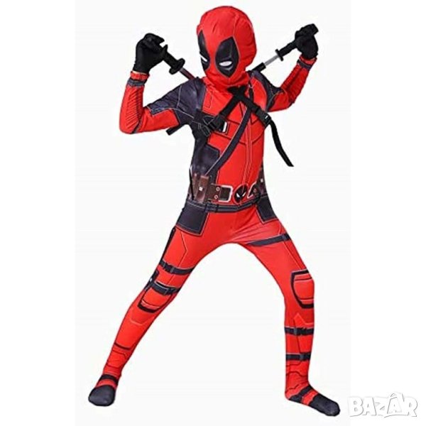 търся Детски костюми на Deadpool, червено/черно, раница с двоен нож, Party Chili® размер 110, снимка 1