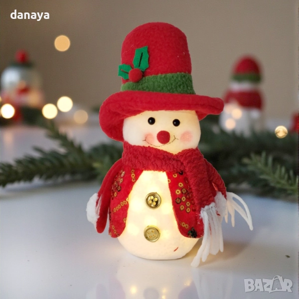 6200 Светеща коледна фигурка Дядо Коледа и Снежен човек, снимка 1