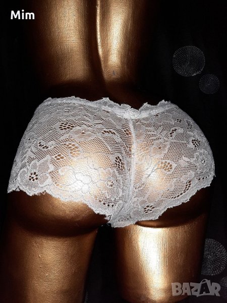 М Бели дантелени бикини с ламе, снимка 1