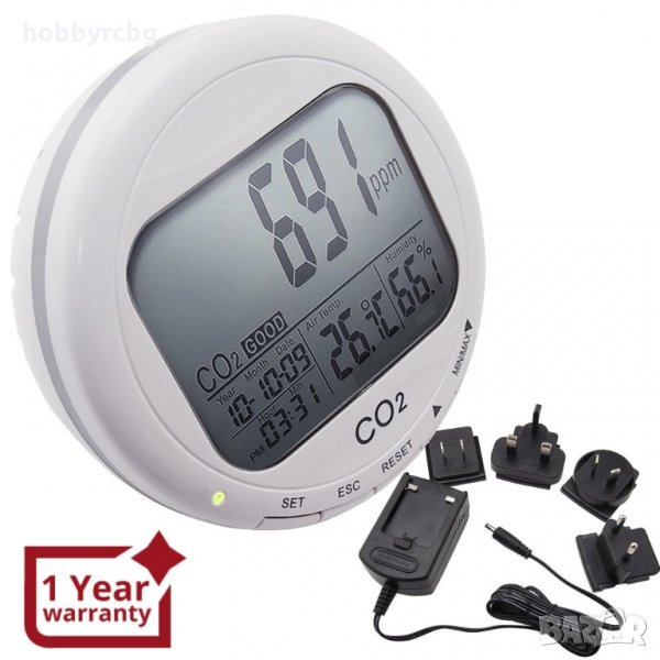 Настолен монитор за измерване качеството на въздуха в затворени помещения CO2, снимка 1