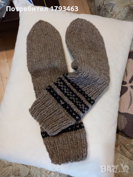 Ръчно плетени мъжки чорапи размер 43 от вълна, снимка 1