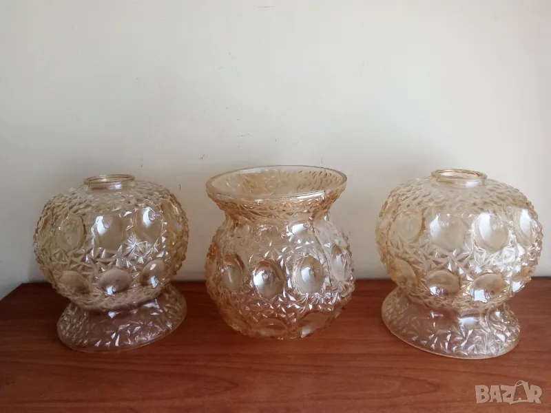 Плафон 3бр. ретро стъкло , снимка 1