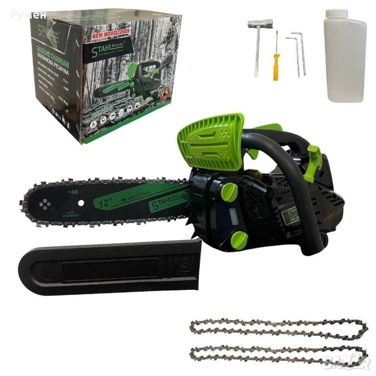 Мини бензинова резачка за кастрене  STAHLMAYER 25.4cc , 30см шина , 2 вериги, снимка 1