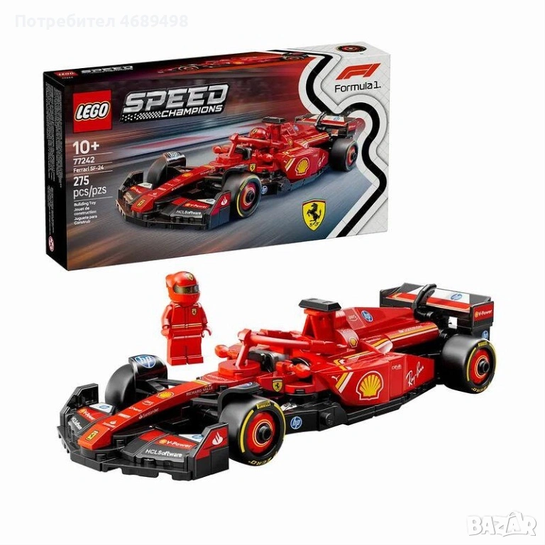 LEGO Speed Champions F1 Ferrari SF-24 – Formula 1 конструктор болид – официален LEGO F1 модел, снимка 1