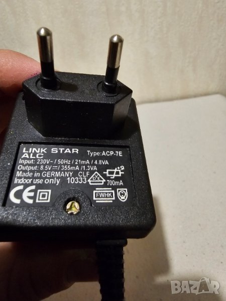 Захранване, адаптор  8,5 волта -   0,355 ампера, снимка 1