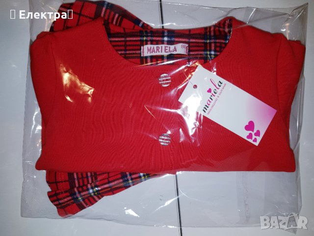 Коледен комплект в червено за момиче 86 размер от сако и пола Коледна визия, снимка 2 - Комплекти за бебе - 35221416
