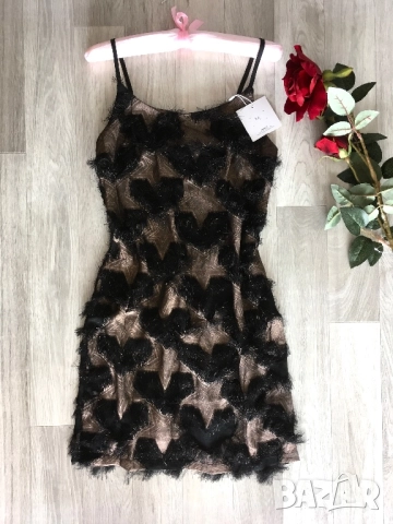 Разпродажба спешно! Нова парти къса рокля с ресни и звезди, снимка 2 - Рокли - 52840783