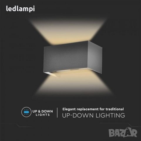 LED Стенен Осветител 24W IP65 Сив, снимка 3 - Външни лампи - 38359559