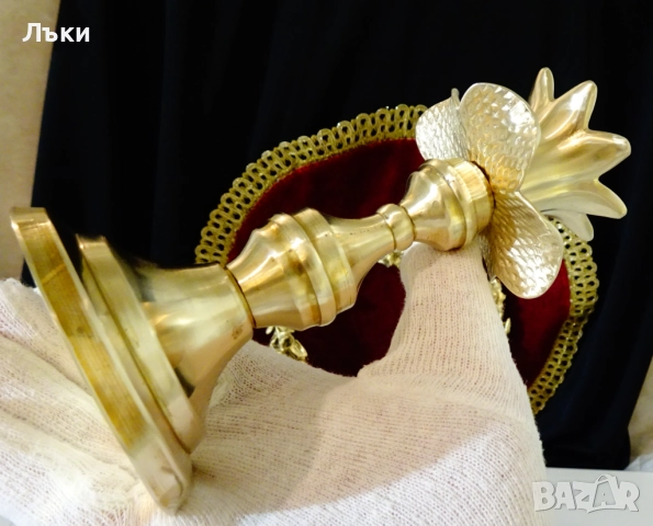 Викториански бронзов свещник,цвете. , снимка 8 - Антикварни и старинни предмети - 52515052