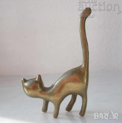 котки: КОТЕ КОТКА животно БРОНЗ МЕСИНГ метал фигура статуетка, папие маше, брошка, снимка 2 - Статуетки - 28882790
