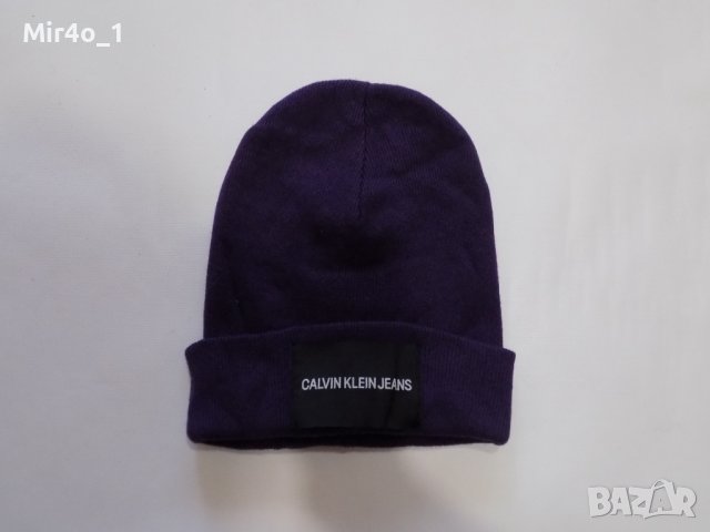 зимна шапка calvin klein big logo оригинална мъжка дамска топла лилава, снимка 1 - Шапки - 43301949