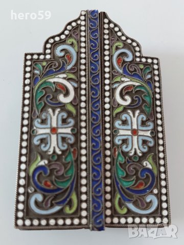 RRR Много рядка сребърна сребро 84 икона триптих,емайл Царска Русия Продаден., снимка 1