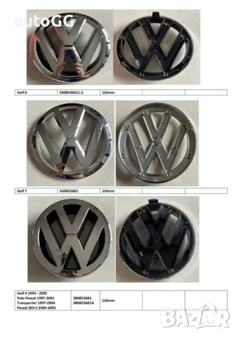 Емблема VW Golf/Passat/Touran/Polo/Transporter/Jett/Kaddy/Bora, снимка 2 - Аксесоари и консумативи - 47600911