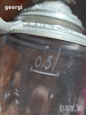 немска кристална халба с калаен похлупак   4/4, снимка 5 - Други ценни предмети - 49040427