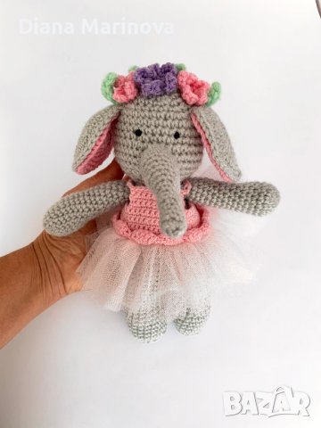 Слонче балерина, детска играчка ръчна изработка, плетени играчки, подарък за момиче