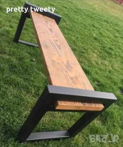 Градински комплект от метал и дърво - маса с две пейки, снимка 16 - Градински мебели, декорация  - 49684646