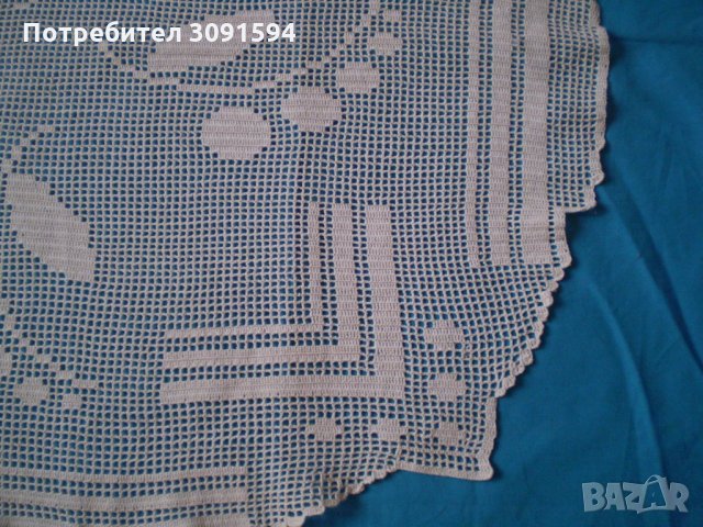 Ретро плетена на една кука покривка за маса цвят екрю, снимка 6 - Антикварни и старинни предмети - 34984964