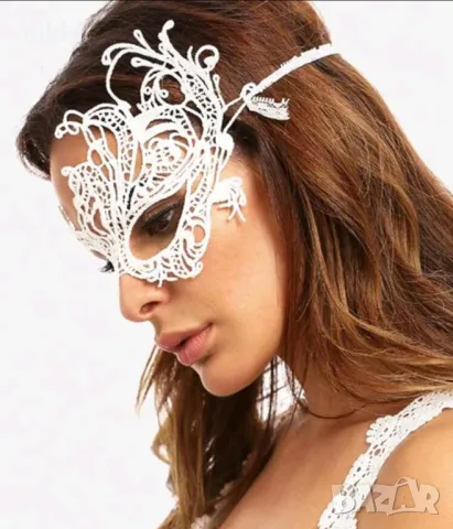 02 домино различни очи бяла черна маска дантела за лице очи маскарад парти бал, снимка 9 - Други - 28405495
