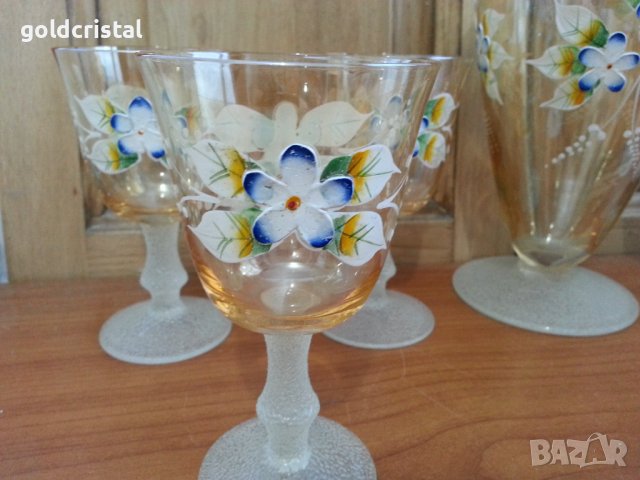 Бохемия чаши и гарафа ръчна изработка, снимка 2 - Антикварни и старинни предмети - 36770339
