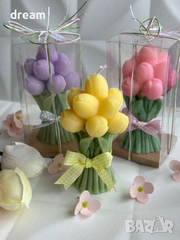 Декоративна свещ “Букет Лаленца”, снимка 6 - Подаръци за жени - 44036561