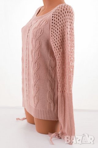 Розов лек пуловер с ажурени елементи марка Fobya , снимка 4 - Блузи с дълъг ръкав и пуловери - 32933269