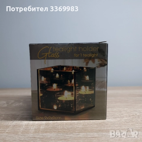 Свещник с илюзия и бляскав огледален фене