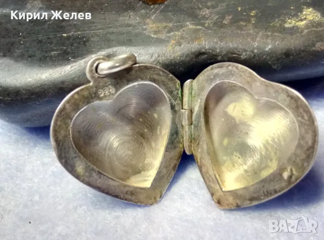 АрНУВО РЪЧНО ФЛОРАЛНО ОРНАМЕНТИРАН СРЕБЪРЕН МЕДАЛЬОН СЪРЧИЦЕ РАМКА За СНИМКИ СРЕБРО 925 АНГЛИЯ 30376, снимка 10 - Антикварни и старинни предмети - 50340807